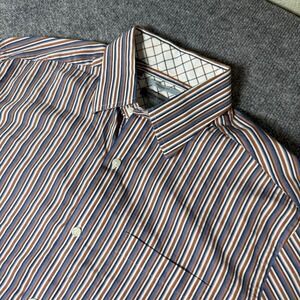Johnston & Murphy Striped Tailored Fit Long Sleeve Button Down Shirt Large